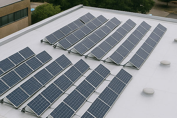 Close view of roof cleaning detail around fixings and skylight edges in Melton Mowbray