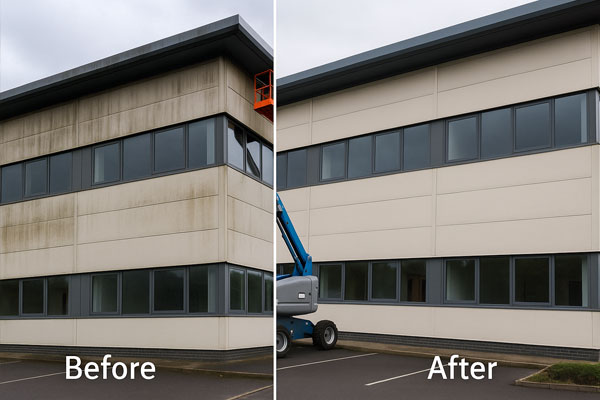 Building cleaning on commercial cladding in Melton Mowbray