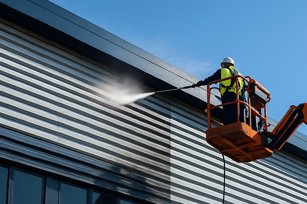 Cladding cleaning team at work in Cumbernauld