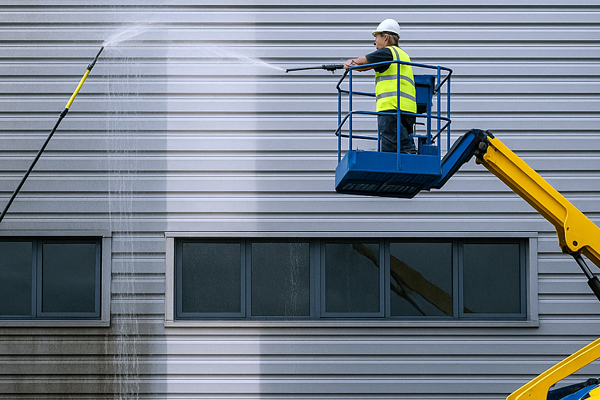 Before and after cladding cleaning results in Clevedon