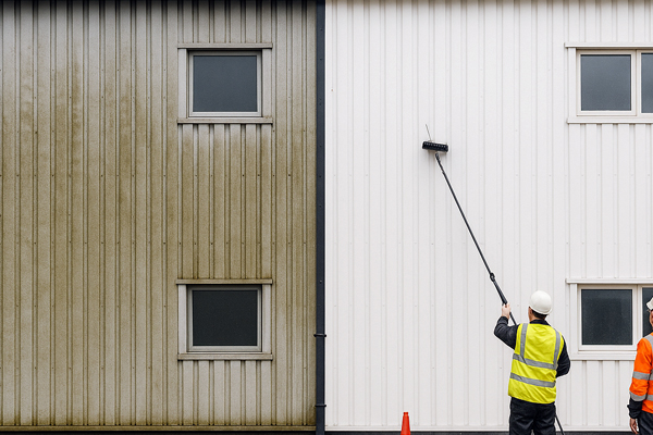 Cladding cleaning team at work in Clevedon