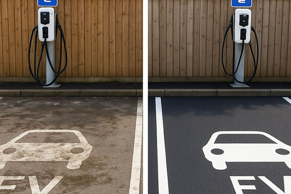 Results after car park cleaning in Haywards Heath following degreasing and hot-water washing