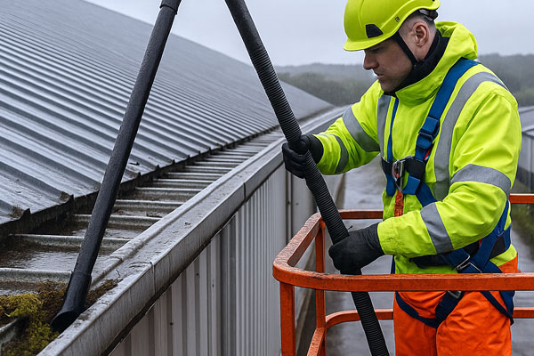 Industrial & commercial gutter cleaning in Rutland with MEWP access and camera surveys