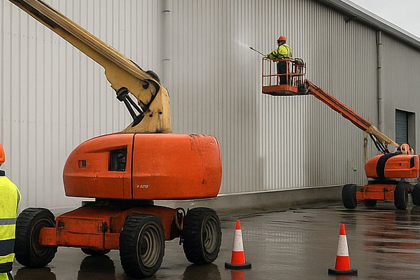 Pressure washing in service yard Blaenau Ffestiniog