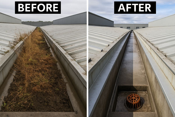 Commercial and industrial gutter cleaning in Northallerton with MEWP access and camera checks