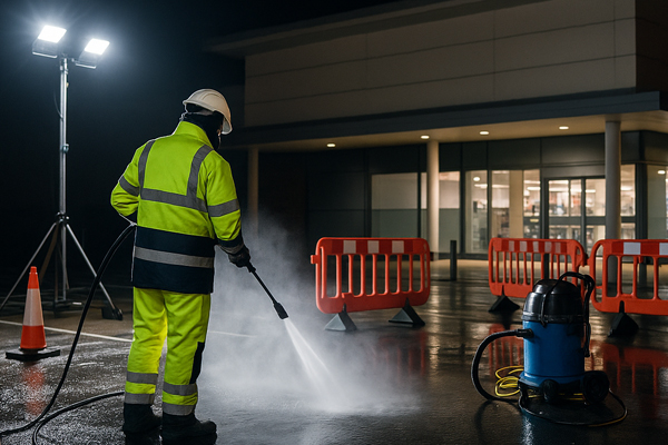 Montage of building cleaning in Uttoxeter for cladding, roofs and car parks