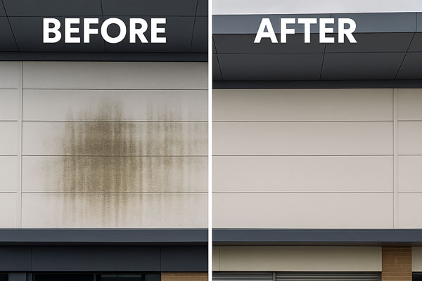 Rotary surface cleaner reducing oil staining in a car park in Manor Park